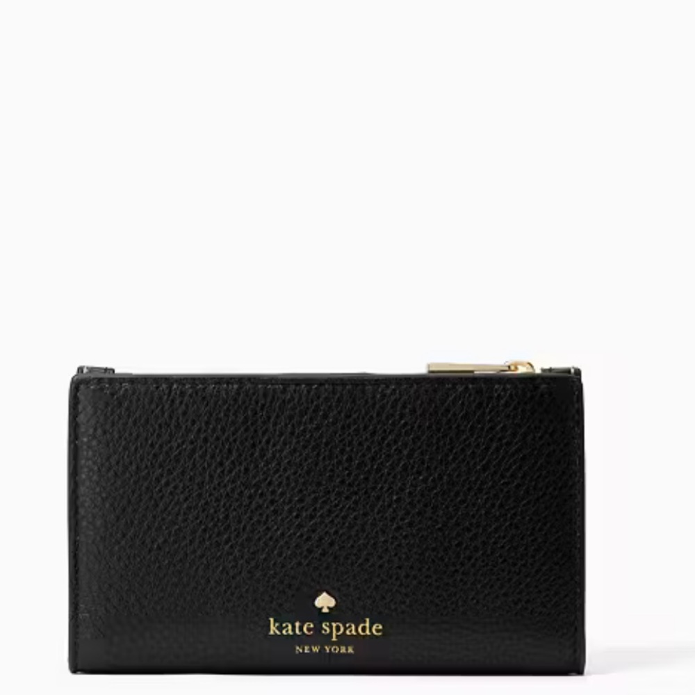 Kate Spade Black Textured Wallet with Gold Details